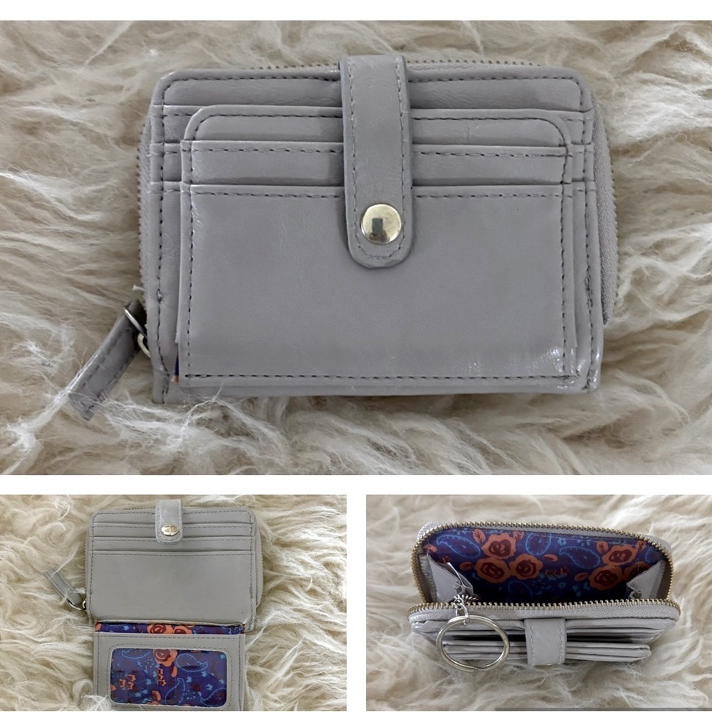 Cream Card Holder Coin Pouch Key Ring Wallet